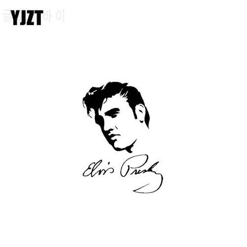 YJZT 12.7CM*17.8CM Rock Elvis Presley Vinyl Motorcycle Car Sticker Decals Black/Silver C13-000556