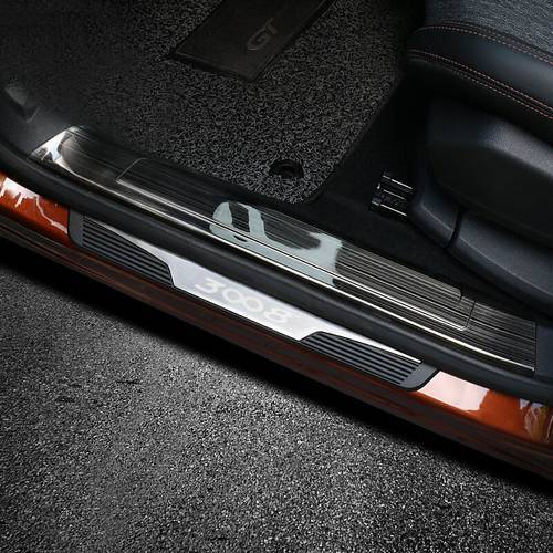 4PCS Car Stickers For Peugeot 3008 GT 2016 2017 2018 Accessories Door Sill Scuff Plate Threshold Panel Cover Trim Styling