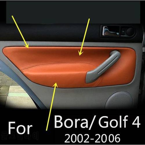 Microfiber Front / Rear Door Panels Armrest Leather Cover Protective Trim For VW Golf 4 Bora Jetta MK4 1998 -2006 with Fittings