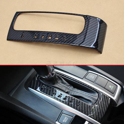 Carbon Fiber Gear Shift Trims For Honda Civic X 2016-2021 10th Sedan Coupe Hatchback Dashboard Gearshift Lever Accessories