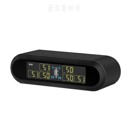 Car TPMS Solar Power Tire Pressure Monitoring Alarm System Wireless Real-Time LCD Displays 6 Internal Sensor Temperature Warning