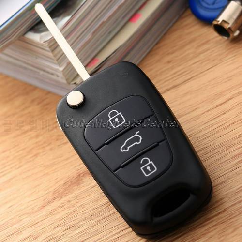 3 Button Folding Flip Remote Key Fob Shell Case Cover Uncut Blade for i20 i30 ix35 Car Replacement Key Shell Accessories