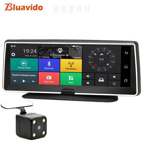 Bluavido 4G Android DVR 10 Inch Screen Car Video Recorder GPS Navigation 1080P Dashboard Camera Registrar WiFi Remote Monitoring