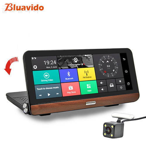 Bluavido 8 Inch 4G Android Car DVR Camera GPS Navigation ADAS FHD 1080P Auto Dashboard Video Recorder Night Vsion Remote Monitor