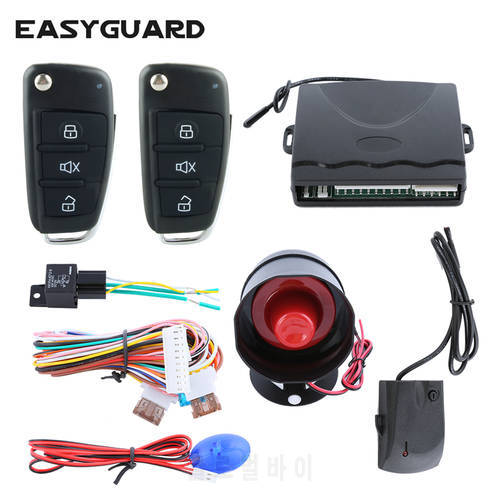 EASYGUARD car alarm system Universal central door locking keyless entry remote trunk release shock alarm anti theft dc12V