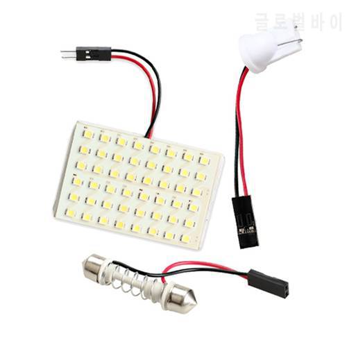 LED Car Interior Light Bulb 48 LED 5000K Auto Light-emitting Diode Dome Festoon Roof Trunk Lamp Panel with T10 Adapter Base
