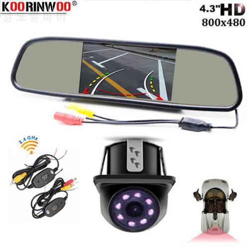 Koorinwoo 2.4G Wireless Car Smart System Moving Tracks Camera Wide Angel + Left/Right Side view Camera with LCD Monitor Rearview