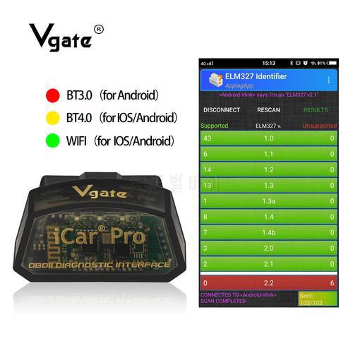 Vgate elm 327 iCar Pro obd2 Scanner Bluetooth-Compatible 4.0 WIFI Car Diagnostics ELM327 obd 2 odb2 scanner tool For IOS/Android