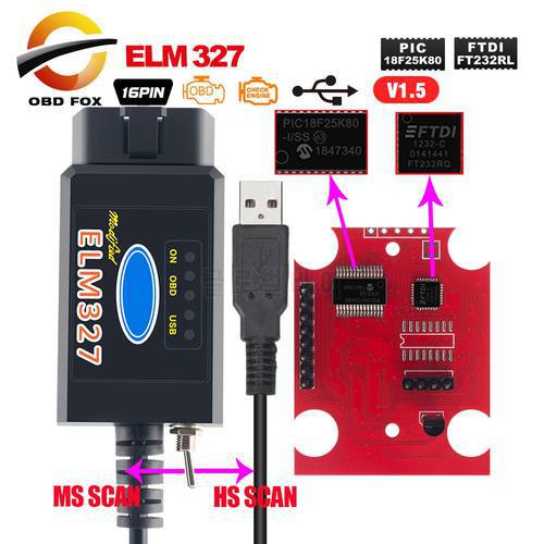 ELM327 USB FTDI with switch code Scanner FORscan ELMconfig HS CAN and MS CAN super elm327 obd2 v1.5 BT elm 327 wifi