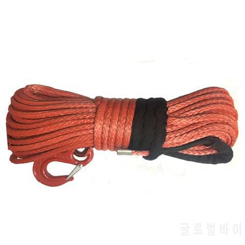 Wholesale 10MM * 28M UHMWPE Synthetic Winch Rope With Hook For portable winch electric winch