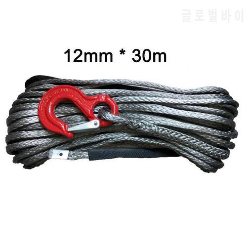 12mm * 30m Synthetic Winch Line UHMWPE Rope With Hook For 4x4 ATV UTV Off-road