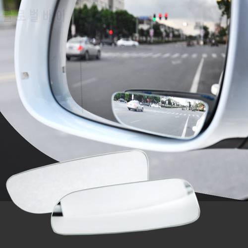 Car Square Rearview Mirrors Universal Blind Spot Rear View Rimless Mirror Covers Sticker Wide Angle Convex Car Accessories