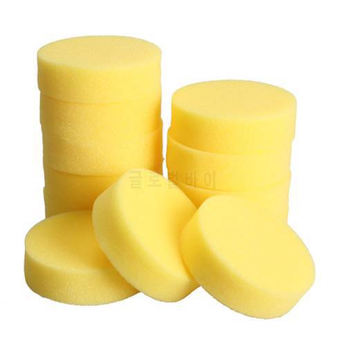 12PCS Wax sponges Round Car Polish Sponge Car Wax Foam Sponges Applicator Pads for Clean Car Cleaner Care Tools Glass Yellow