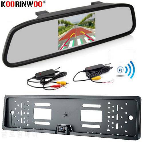 Koorinwoo EU Car Rearview Reversing Camera Parking Backup Monitor System + 4.3 inch Color LCD Car Monitor Mirror Video RCA Input