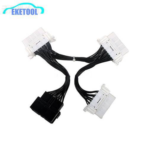 Car Diagnostic Electronic Wire Cable OBD2 16PIN Male to 3 Female For ELM327 OBD2 16PIN Connector Adapter White Wire