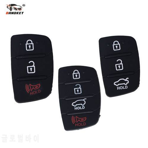 Dandkey 3 4 Buttons Silicone Car Key Cover Case Rubber Pad For Hyundai I30 i35 iX20 IX35 IX45 Solaris Verna Kia RIO K2 Sportage