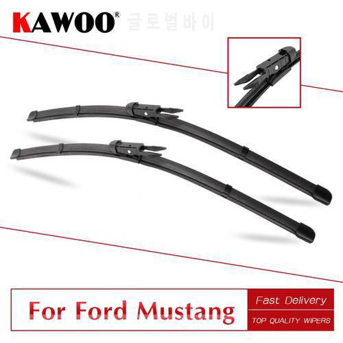 KAWOO For Ford For Mustang Car Natural Rubber Windcreen Wiper Blades Model Year From 2000 To 2017 Fit Pinch Tab Arm/U Hook Arm
