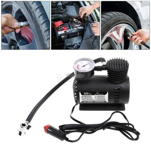 300PSI ElectricTire Tyre Inflator Pressure Gauge Tester 12V Air Compressor Pump Universal For Vehicle Motorcycle SUV Dropship