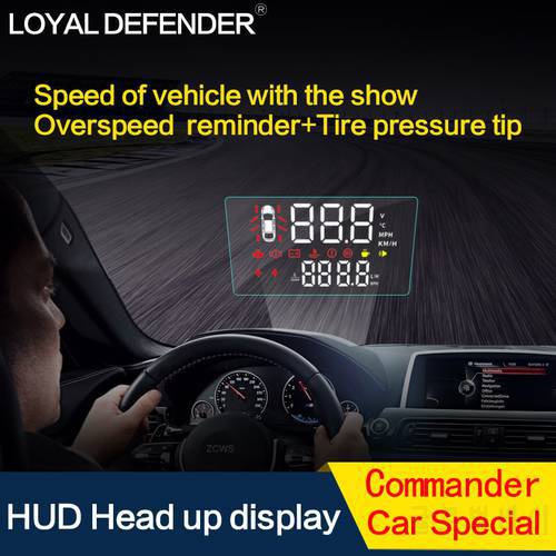 Loyal Defender car HUD Head Up Display Windshield Projector Auto Overspeed Warning System Voltage Alarm OBD2 Car for Commander