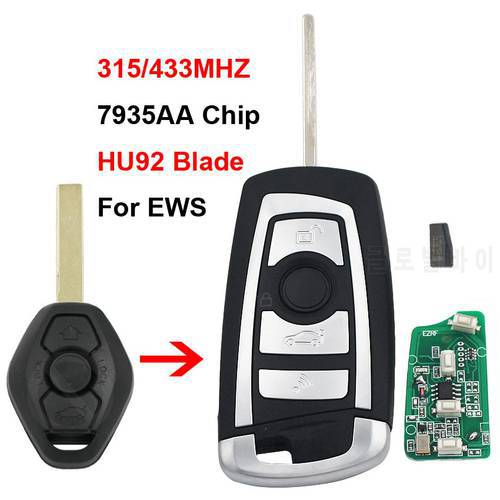 3 Button Flip Remote Key 315MHZ / 433MHZ ID44 PCF7935 Chip for BMW EWS 325 330 318 525 530 540 E38 E39 E46 M5 X3 X5 HU92 Blade