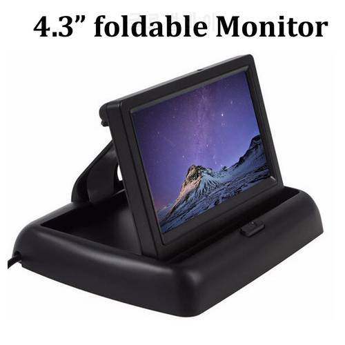 4.3 inch car monitor Foldable TFT LCD Screen display for backup parking camera reverse priority two channels video input