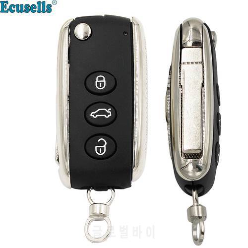 New Uncut Modified Folding Flip 3 Button Remote Key Shell Case Fob for Bentley 2006 2007 2008 2009 2010 2011 2012 2013 HU66