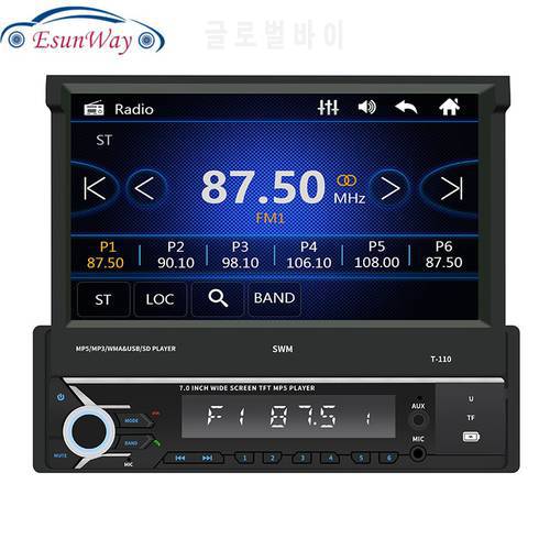 7 Inch Car Auto MP5 Player AM FM Radio GPS Navigation Retractable 1 DIN Touch Screen USB Bluetooth Receiver Car Accessories