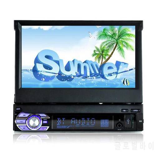 1 Din 7 Inch Retractable Bluetooth Retractable Touch Screen with Reverse Camera Car Stereo DVD Player