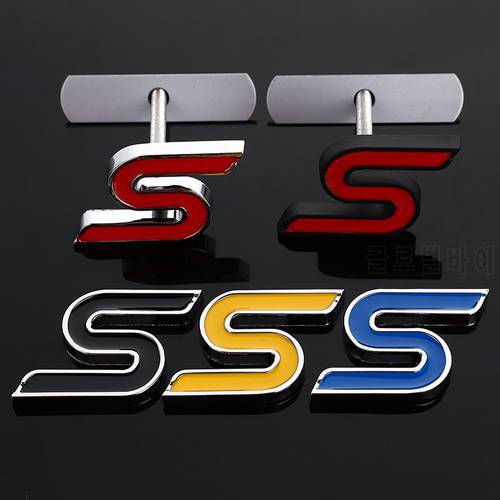 3D Metal S Front Hood Grille Chrome Emblem Car Sticker Decal For Ford V8 Focus 2012 Kuga Mondeo Fiesta Auto Styling Accessories