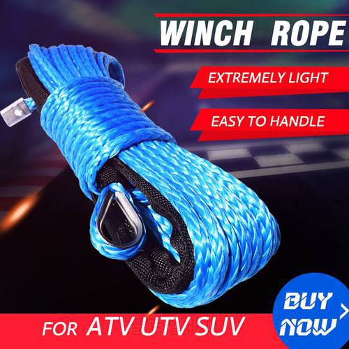 Blue 6mm*15m Synthetic Winch Cable Rope,1/4