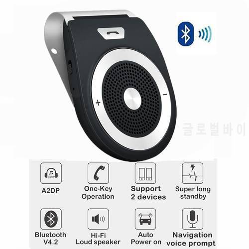 Bluetooth 4.2 Car Kit for Phone Handsfree Music Receiver MP3 Music Player Car Speaker Set Sun Visor Clip for Huawei Xiaomi