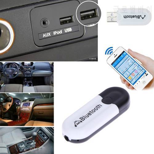 Plastic Bluetooth-compatible USB A2DP Adapter Dongle Music Audio Receiver Wireless Handsfree Car Stereo 3.5mm Jack for Auto AUX