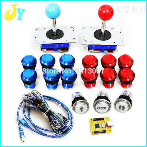 Arcade mame DIY KIT FOR PC/PS3 2 players USB to jamma ZIPPY joystick 32mm push button with microswitch 1P 2P CREDIT button
