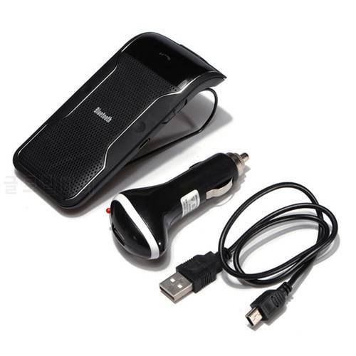 Wireless Bluetooth Handsfree Car Kit Speakerphone Sun Visor Clip 10m Distance For iPhone Smartphones with Car Charger Hands Free
