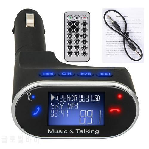 FM Transmitter Bluetooth Car Kit Hands free MP3 Player USB Charger 3.5mm Aux LCD Remote FM Radio Wireless Phone Accessories 12V