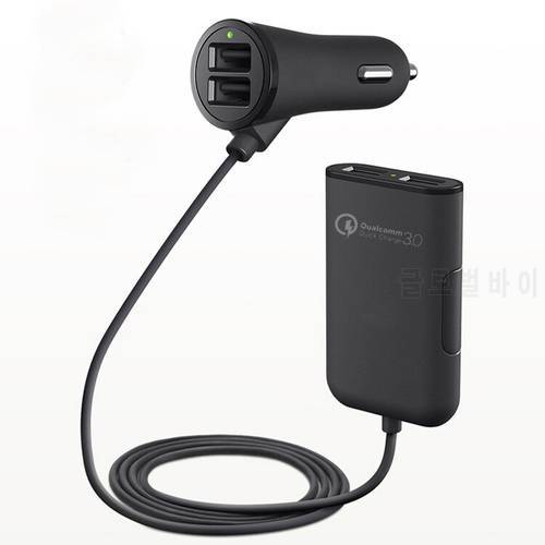 4 Port USB Car Charger Quick Charge QC3.0 Hub Four Port Rear Car charger For iPhone 11 12 Pro Max Huawei Xiaomi Car Charger