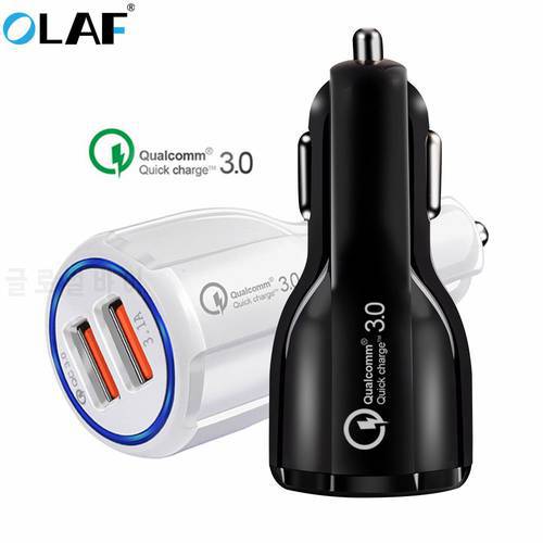 Olaf Quick Charge 3.0 Car Charger For Mobile Phone Dual USB Car Charger Qualcomm QC 2.0 Fast Charging Adapter Mini USB Chargers