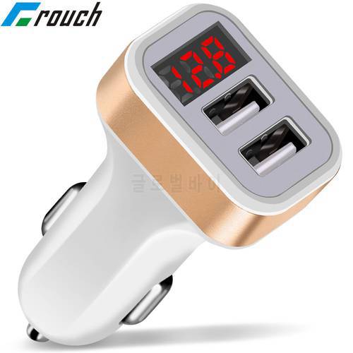 Courch 5V 2.1A Dual USB Car Charger Adapter with LED Display Voltage Current Low Voltage Warning Charging for Phone Tablet