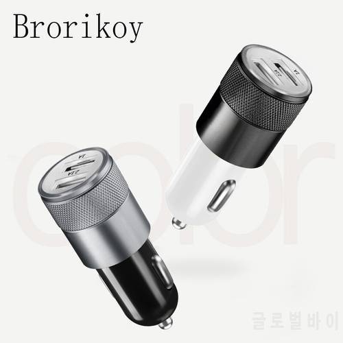 Brorikoy 2 USB Car Charger Adapter for iPhone Samsung Universal Mobile Phone Smart Charging Cigarette Car Lighter Slot Chargers