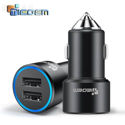 Tiegem Dual USB Car Charger 3.1A Metal Car-Charger Mobile Phone Car USB Charger Auto Charge 2 Port for Samsung iPhone Adapter
