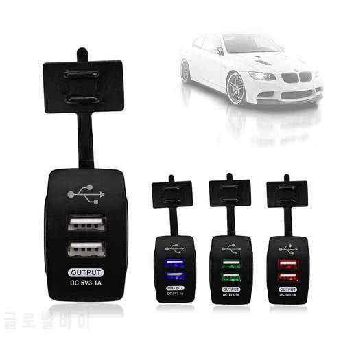 12-24V Dual USB Car Charger Rocker Switch 5V 3.1A Universal Auto Mobile Phone Charger for Car Motorcycle Electric Car Boat