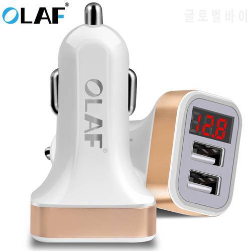 OLAF Dual USB Car Charger LED Digital Display GPS Auto Fast Charge Adapter USB Chargers For Samsung Xiaomi Tablet Car-Charger
