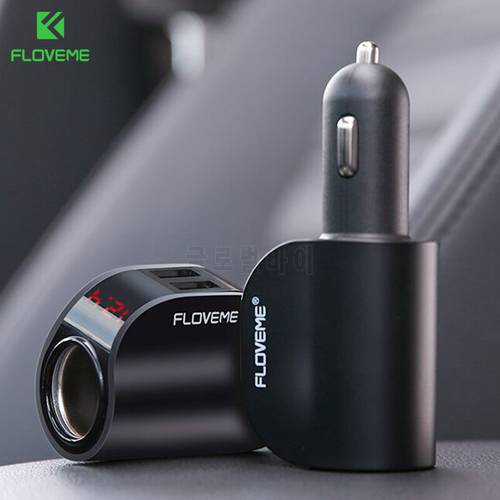 FLOVEME Dual USB Car Charger with Digital Display GPS Adapter for Xiaomi 12 3.1A Quick Car-charger for iPhone 12 13 Pro Charging