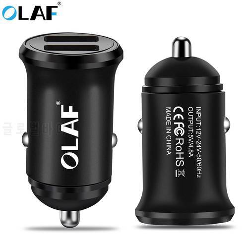 OLAF Dual USB Car Charger Adapter 4.8A Mini Metal Car-Charger Mobile Phone Car USB Charger Auto Charge 2 Port for Samsung iPhone
