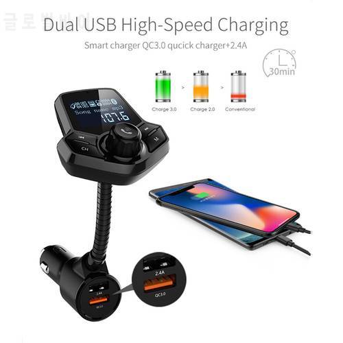 Wireless Bluetooth-compatible Dual USB LCD AUX Car Kit Mp3 Player FM Transmitter modulator Quick Charger Support TF Card