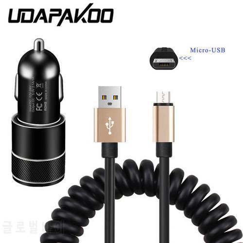 Flexible Elastic Stretch 8pin micro USB 2.0 Data Sync Metal Car Charger Spring Cord For iPhone 5s 6 6S 7, for samsung galaxy etc