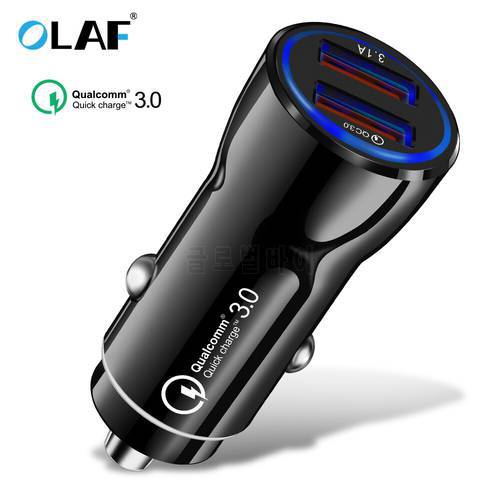 OLAF Mini USB 3.1A Quick Charge 3.0 Fast Charging Dual USB Car Charger For Iphone 8 X XS Car Phone Charger For Huawei p20 lite