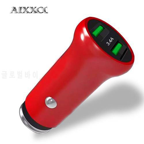 AIXXCO Car Charger 5V 3.4A With LED Universal Dual Usb Phone Car-Charger for Xiaomi Samsung S8 iPhone X 8 Plus Tablet etc
