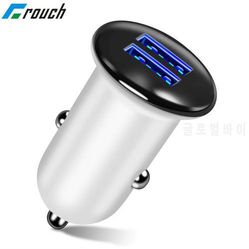 Crouch LED Dual USB Car Charger Adapter 2.1A Metal Car-Charger Mobile Phone Car USB Charger car-charger for Samsung S8 Iphone 7