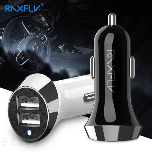 RAXFLY Dual Ports Car Charger For Samsung S9 S8 Plus 2.4A Fast Charging Car-charger Car USB Phone Charger For iPhone Huawei LG